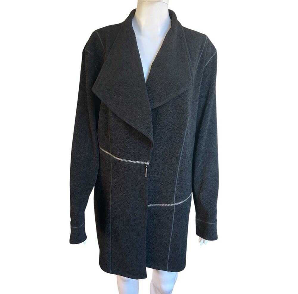 Eva Varro Barcelona Jacket Women XXL Black Asymmetrical Zip Open Front USA